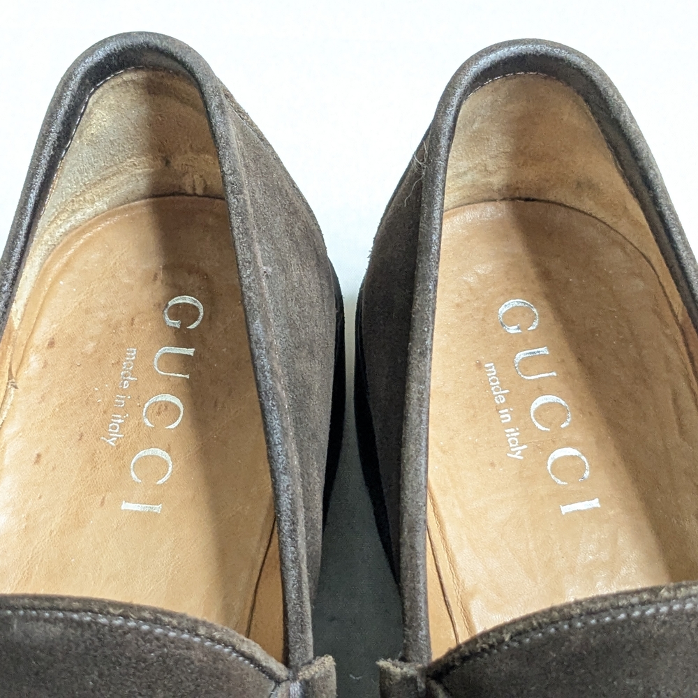 Gucci Horsebit Loafers Brown Suede Men 11.5 Leather Rubber - Picture 2 of 16